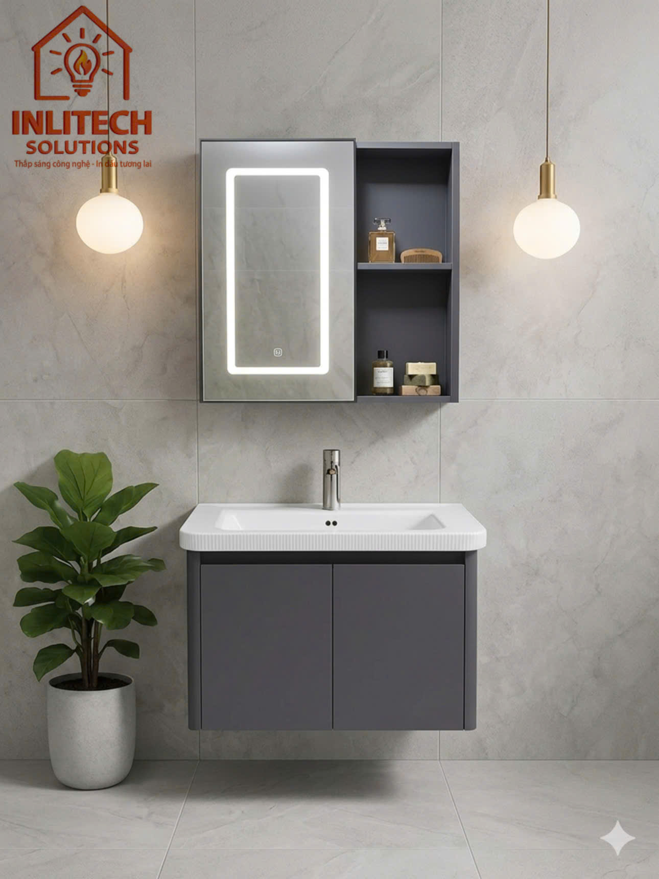 BỘ TỦ CHẬU LAVABO TA-7657X-LED