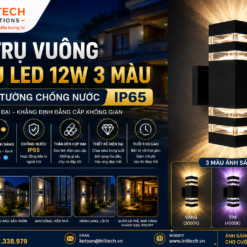 ĐÈN TRỤ VUÔNG 2 ĐẦU LED 12W 3 MÀU